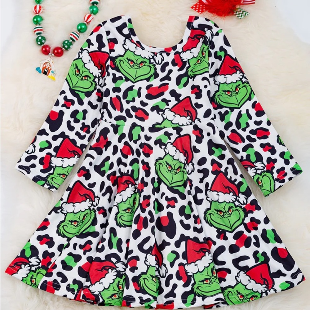 Girls Grinch Christmas Boutique Dress